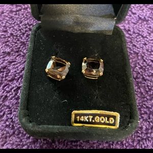 14k Gold Cushion Cut  Earrings